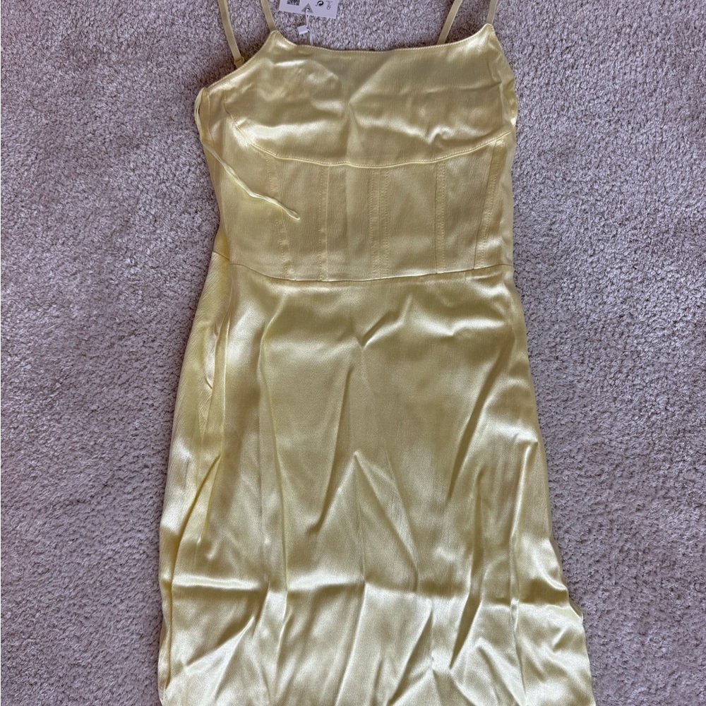 Zara Yellow Satin Mini Dress